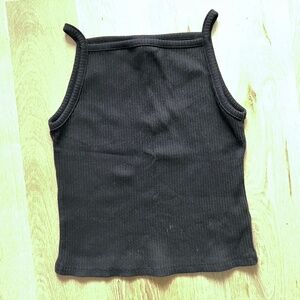 Old Navy | Black Ribbed High Neck Crop Tank | Size M